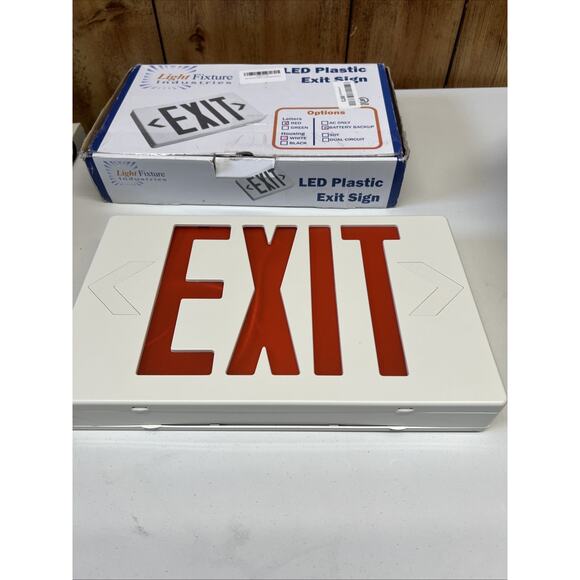LED Emergency Exit Light Sign-Battery Backup Fire Red Letter Open Box - Picture 2 of 5